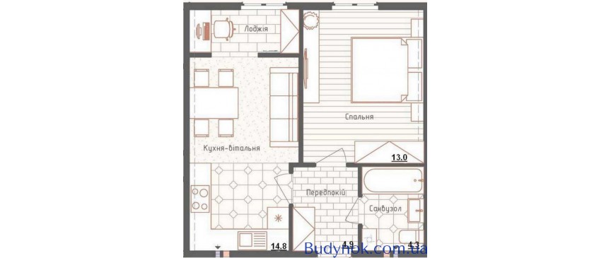 продаж 1-к квартира Київ, Голосіївський, 110000 $